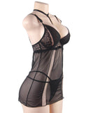 Elegant Black Lace Hanging Neck Perspective Sexy Egypt Babydoll
