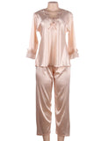 High Quality Long Sleeve Silk Pajama Egypt Set Two Piece Set in