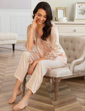 High Quality Long Sleeve Silk Pajama Egypt Set Two Piece Set in