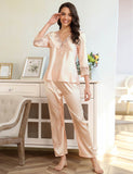 High Quality Long Sleeve Silk Pajama Egypt Set Two Piece Set in