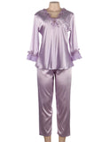 High Quality Long Sleeve Silk Pajama Egypt Set Two Piece Set in