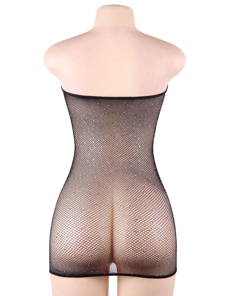WoW Fishnet Off-the-shoulder Sparkle Bodystocking