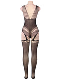 Strappy Shoulders Motif Mesh Black Bodystockings Egypt