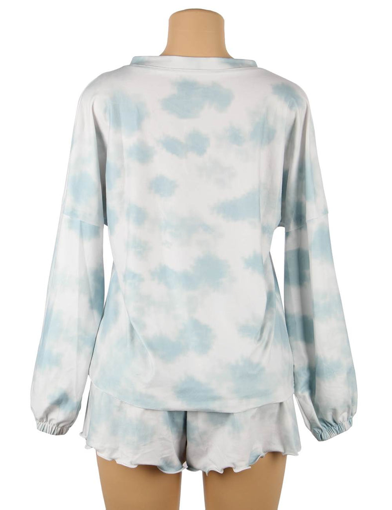 Tie-Dye Drawstring Casual Pants Long Sleeve T-Shirt Women‘s Suit