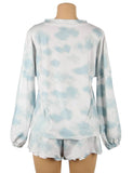 Tie-Dye Drawstring Casual Pants Long Sleeve T-Shirt Women‘s Suit