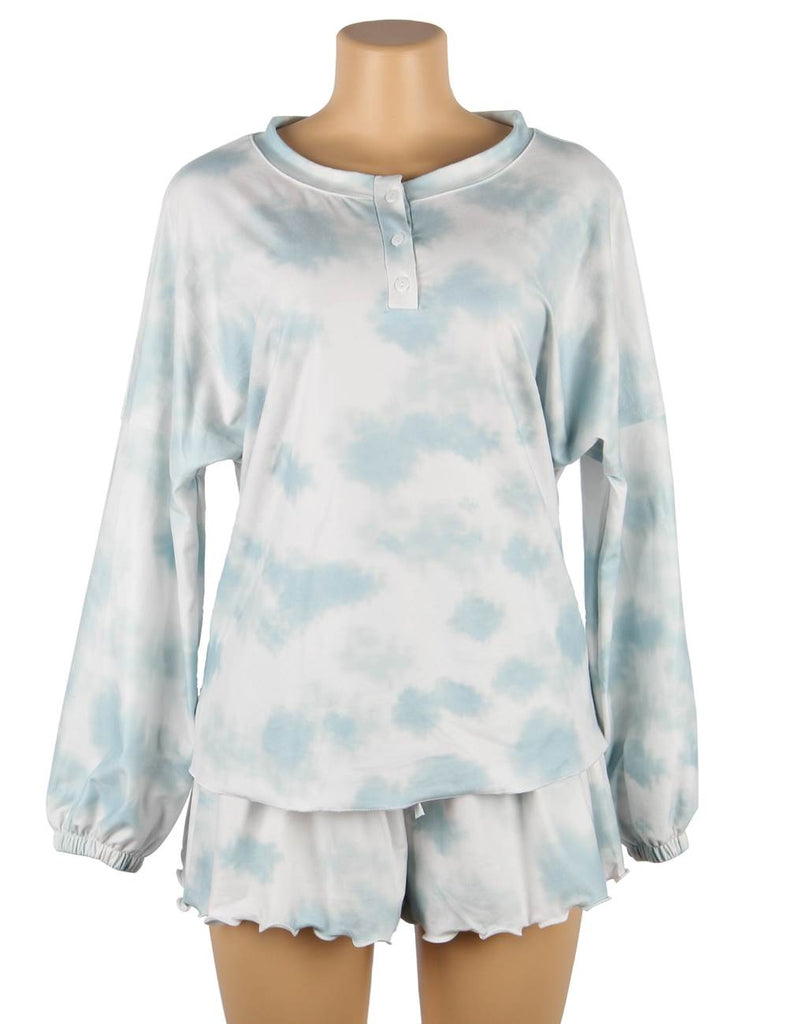 Tie-Dye Drawstring Casual Pants Long Sleeve T-Shirt Women‘s Suit