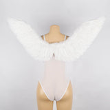 New Angel Feather Wings Decoration White & Black Lace Sexy Bodysuit