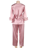 High Quality Long Sleeve Silk Pajama Egypt Set Two Piece Set in
