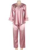 High Quality Long Sleeve Silk Pajama Egypt Set Two Piece Set in