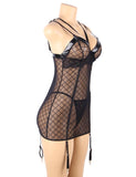 Black Perspective Lace Check Gartered Lingerie Egypt
