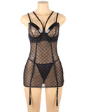 Black Perspective Lace Check Gartered Lingerie Egypt