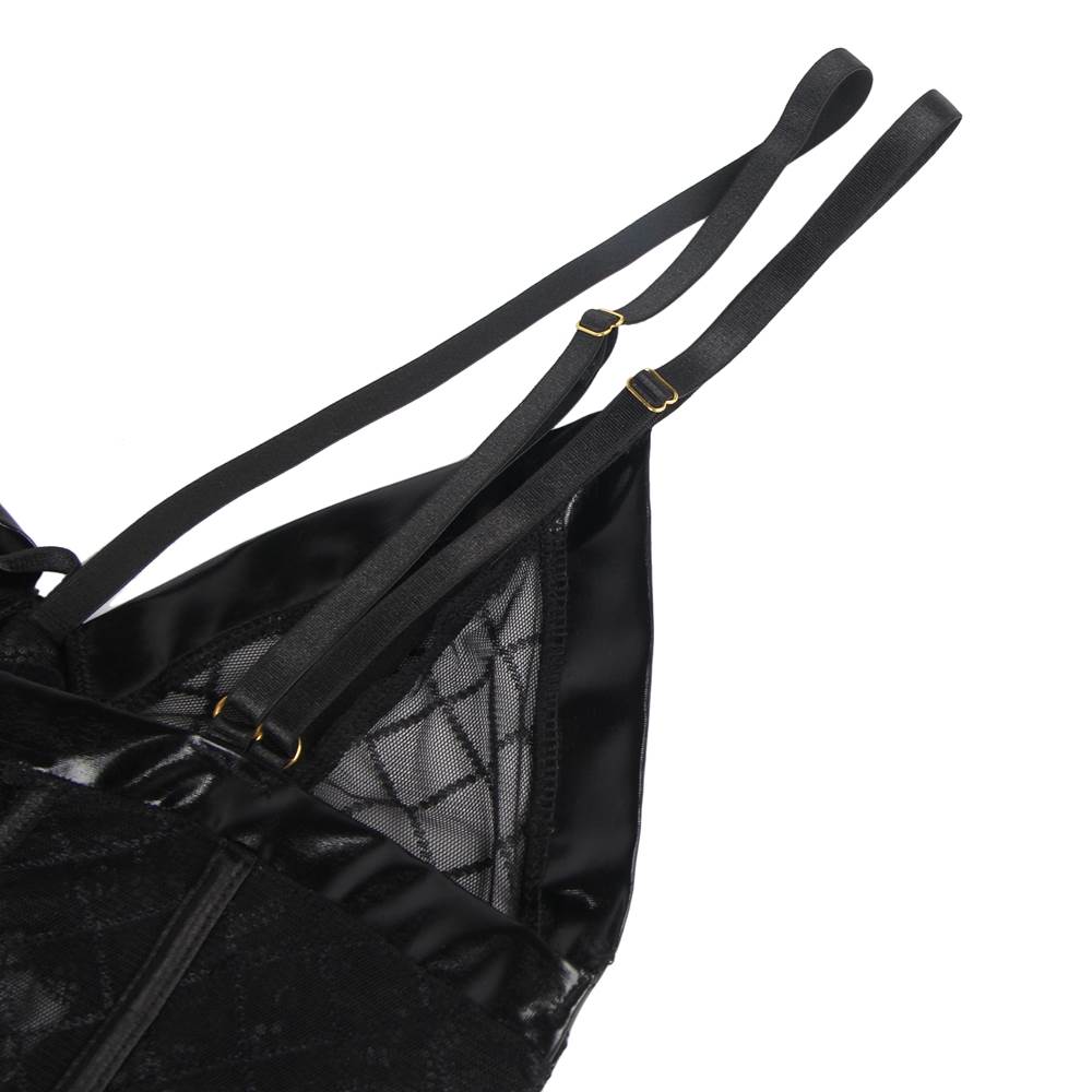 Black Perspective Lace Check Gartered Lingerie Egypt