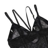 Black Perspective Lace Check Gartered Lingerie Egypt