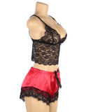 New Lace Silk Camisole Home Casual Red Pajamas Set
