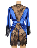 Silk Satin Lace Back Hollow Out Sexy Women Egypt Kimono Home