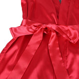 Silk Satin Lace Back Hollow Out Sexy Women Kimono Home