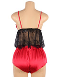 Hollow Sexy Sleepwear Satin Lace Splicing Pajama Sets
