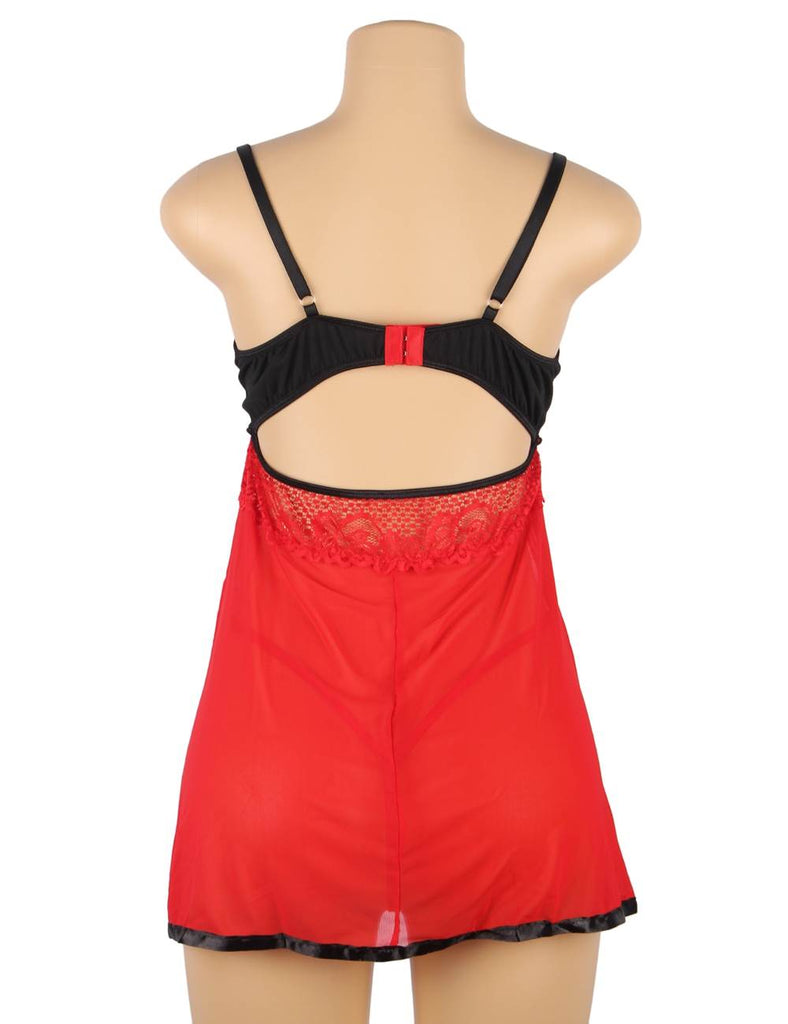 Lace Sleepwear with Underwire Black Red Short Nightdress Egypt