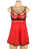 Lace Sleepwear with Underwire Black Red Short Nightdress Egypt