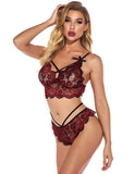 High Quality Lace Cross Strap Decoration Sexy Bra Set