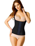 Black 4 Steel Boned Latex Waist Trainer Vest