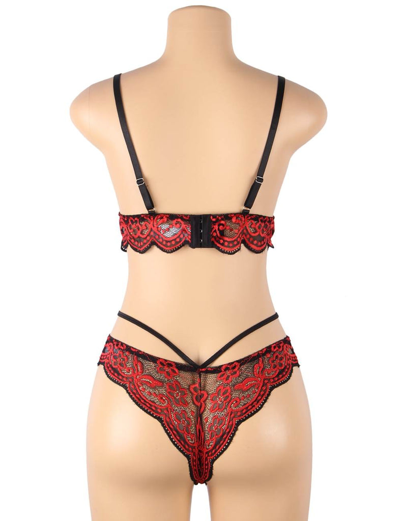 High Quality Lace Cross Strap Decoration Sexy Egypt Bra Set