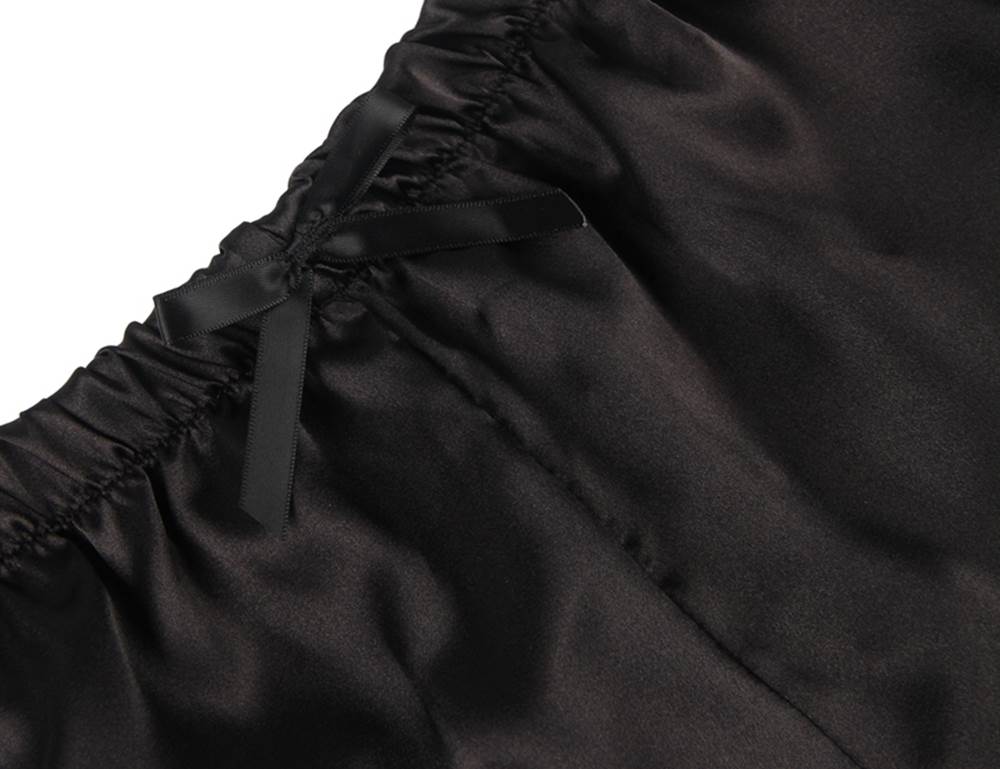 Hollow Sexy Sleepwear Satin Lace Splicing Pajama Sets