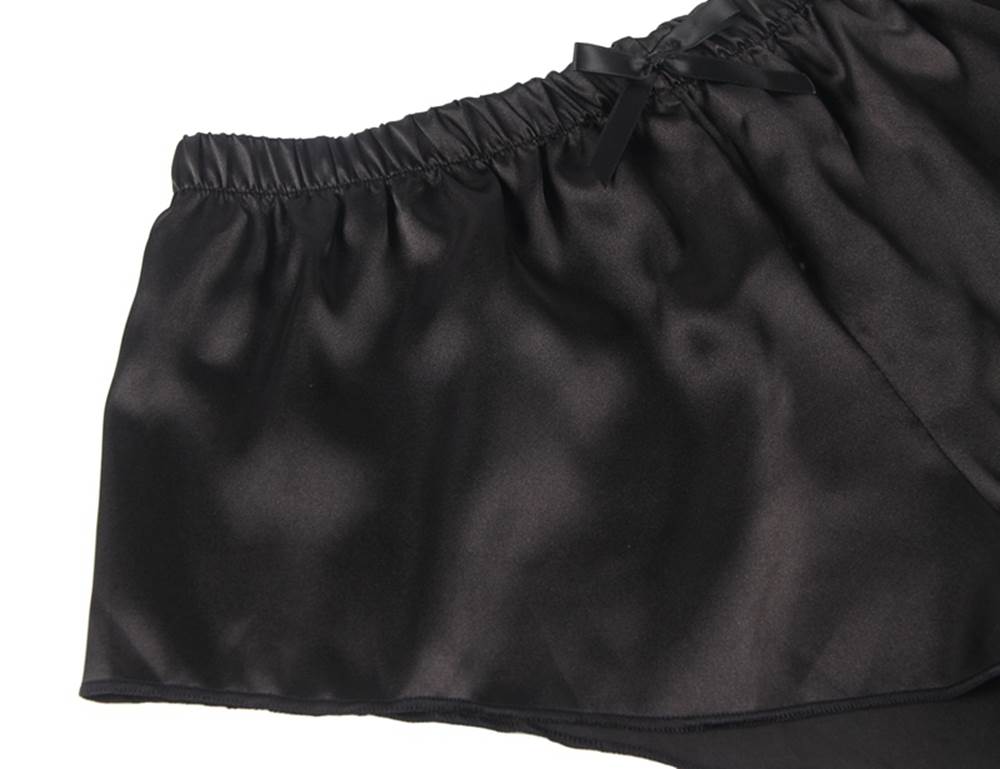 Hollow Sexy Sleepwear Satin Lace Splicing Pajama Sets