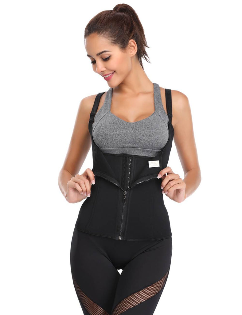 New 6 Pieces Steel Bones Black Neoprene Waist Training Corset