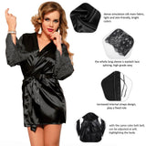 Eyelash Lace Nightdress Silk Long Sleeves Sleepwear Egypt with G String