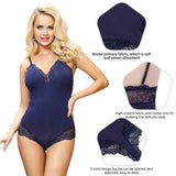 Crotch Openable Stretchy Plus Size Modal Egypt Lace Bodysuit