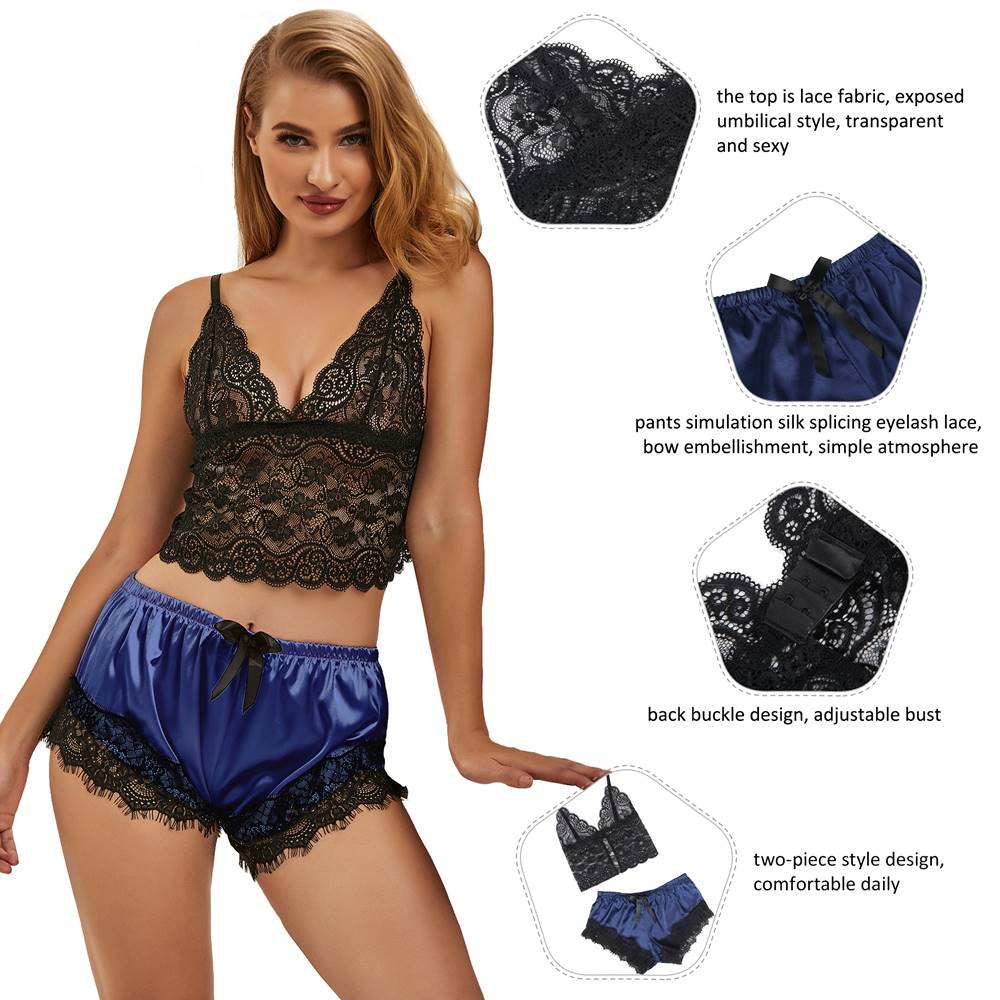 New Lace Silk Camisole Home Casual Red Pajamas Set