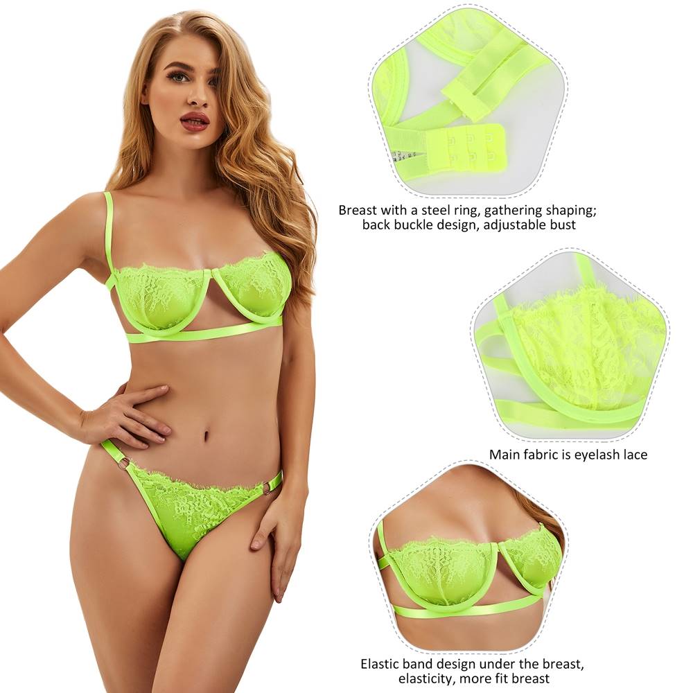 Custom High Quality Beautiful Lingerie Lace Bra Set Egypt With Steel ring