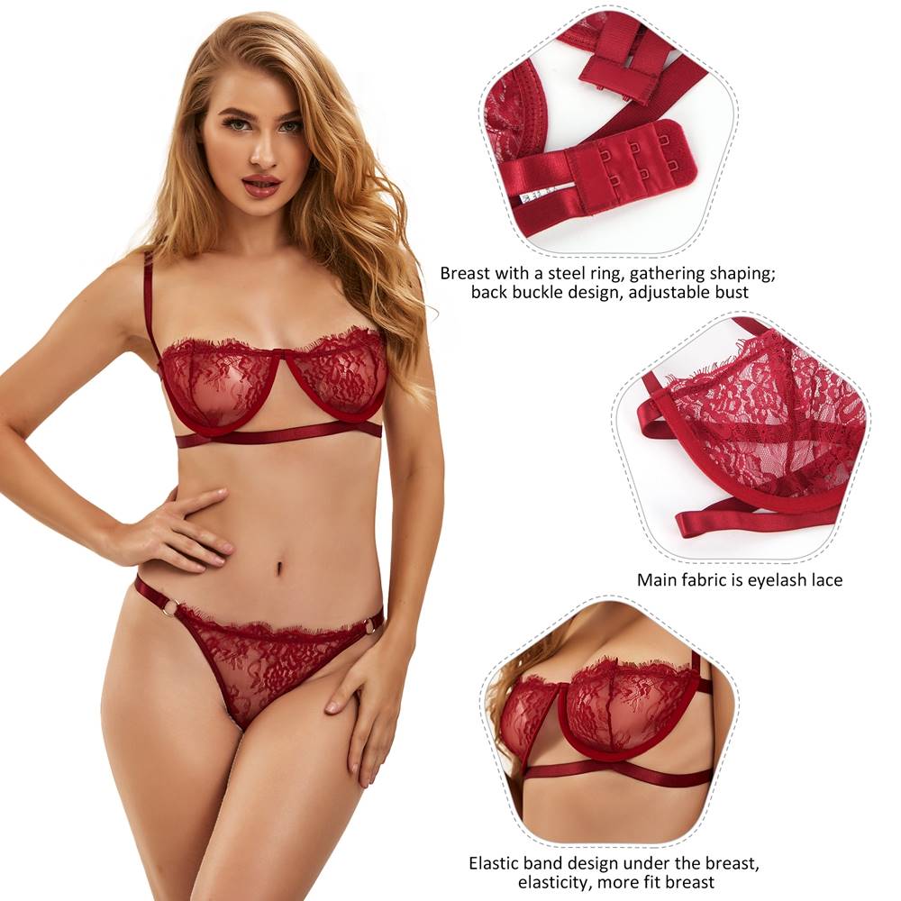 Custom High Quality Beautiful Lingerie Lace Bra Set Egypt With Steel ring