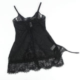 Sexy Black Soft Eyelash Lace Sheer Babydoll Egypt Set