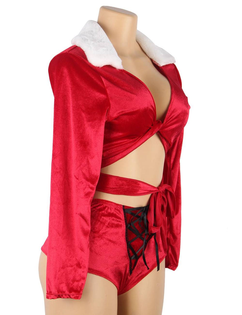 Sexy Long-sleeved Tie-up Two-piece Christmas Egypt Suit
