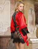 Silk Satin Lace Hollow Out Sexy Egypt Women Kimono Home