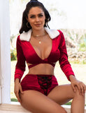 Sexy Long-sleeved Tie-up Two-piece Christmas Egypt Suit