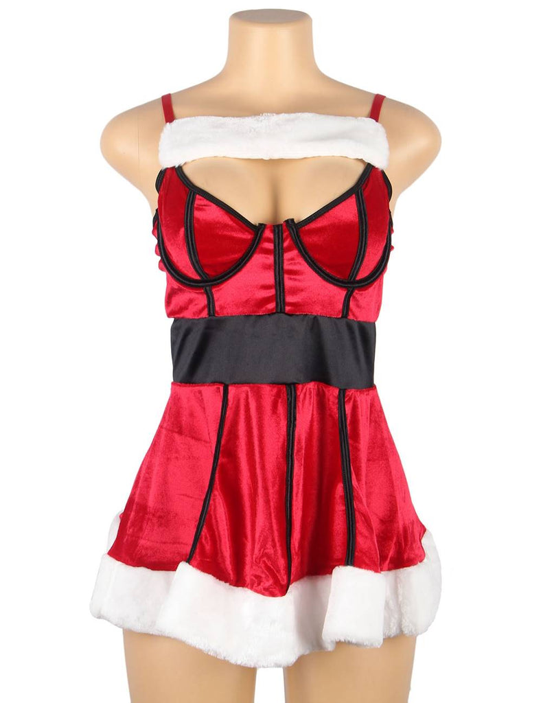 Fashion Sexy Red Playful Christmas Dress-With Farawlaya