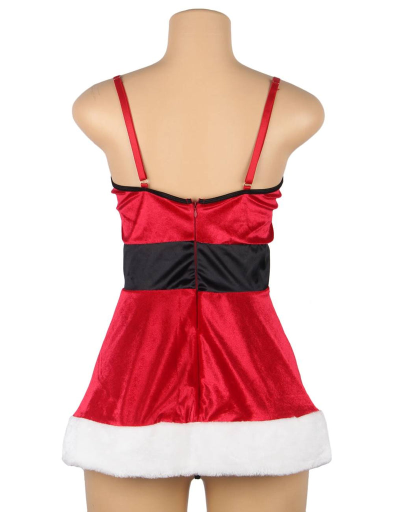 Fashion Sexy Red Playful Christmas Dress-With Farawlaya