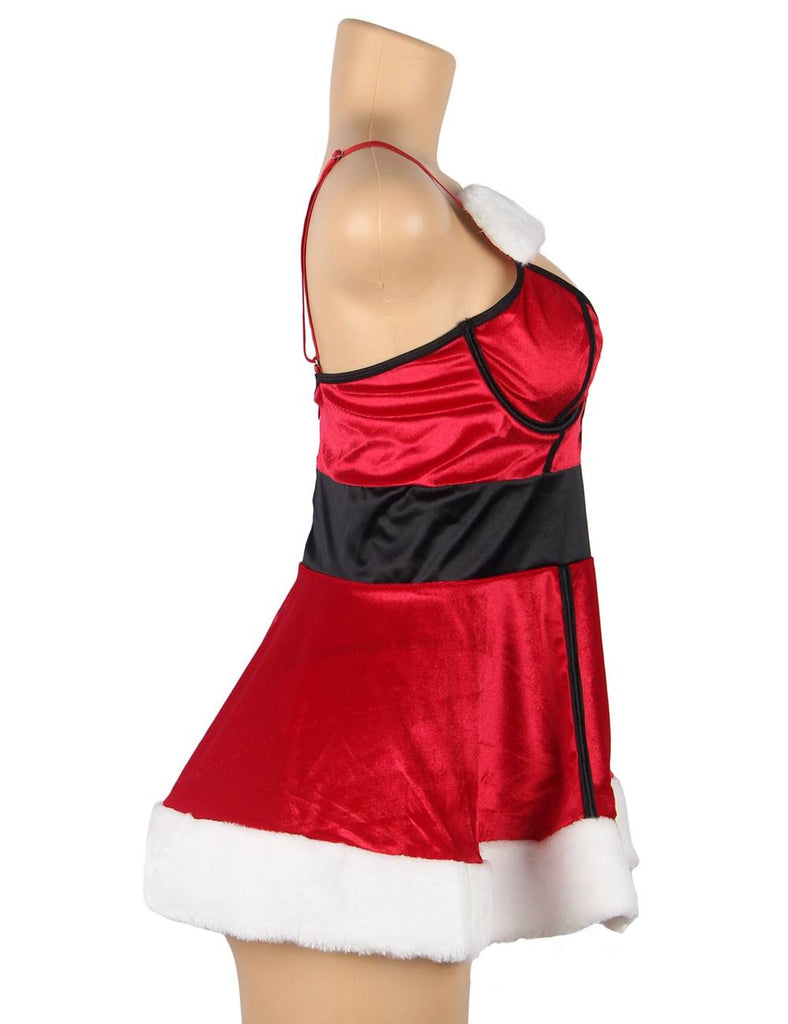 Fashion Sexy Red Playful Christmas Dress-With Farawlaya