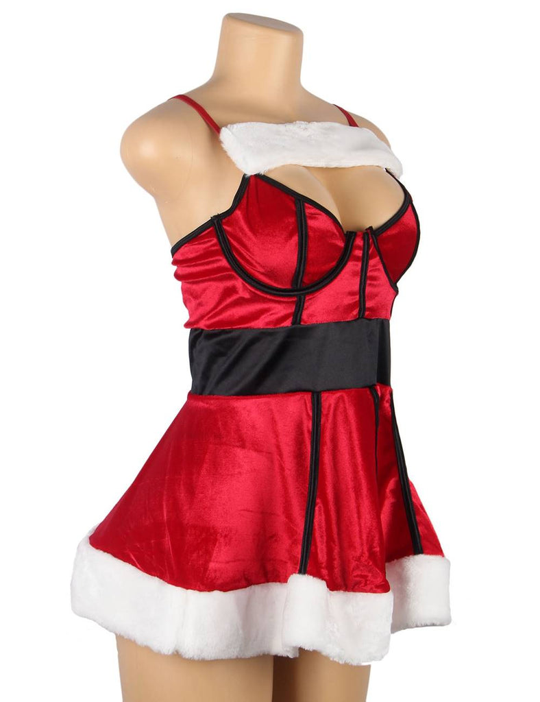 Fashion Sexy Red Playful Christmas Dress-With Farawlaya