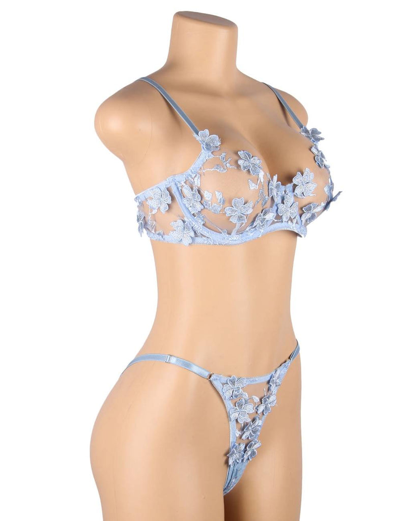 Floral Applique Embroidery Mesh Underwire underwear set Egypt