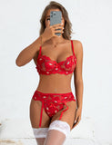 Floral Embroidery Underwire Garter Lingerie Egypt Set