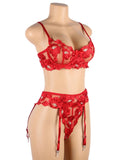 Floral Embroidery Underwire Garter Lingerie Egypt Set
