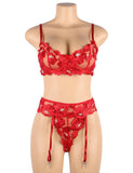 Floral Embroidery Underwire Garter Lingerie Egypt Set