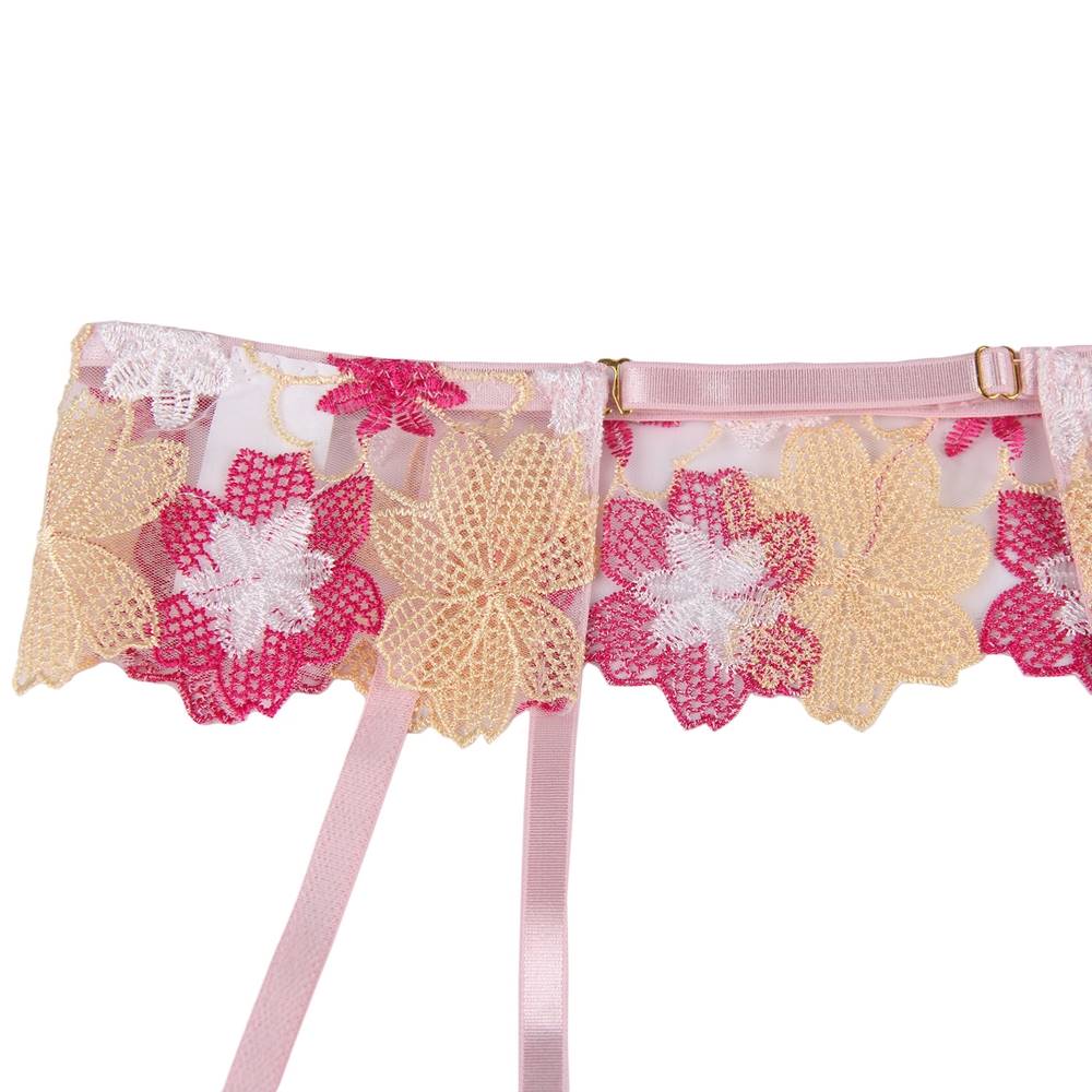 Floral Embroidery Underwire Garter Lingerie Egypt Set