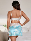 Floral Print Lace-up Babydoll Egypt Without Underwire