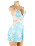 Floral Print Lace-up Babydoll Without Underwire