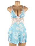 Floral Print Lace-up Babydoll Without Underwire